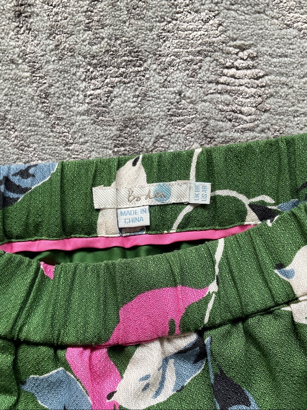 Boden Green Floral Linen Skirt with Pink & Blue Accents - Picture 6 of 10